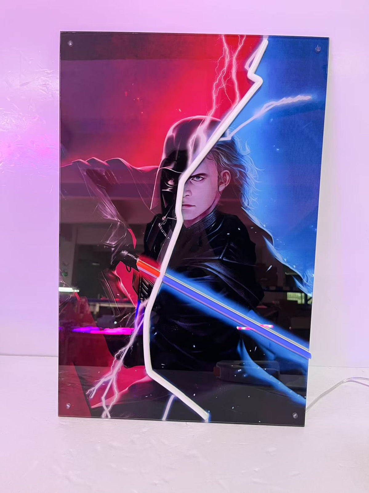 Anakin/Darth Vader Wall Art (Red,Blue&White NEON Lights)