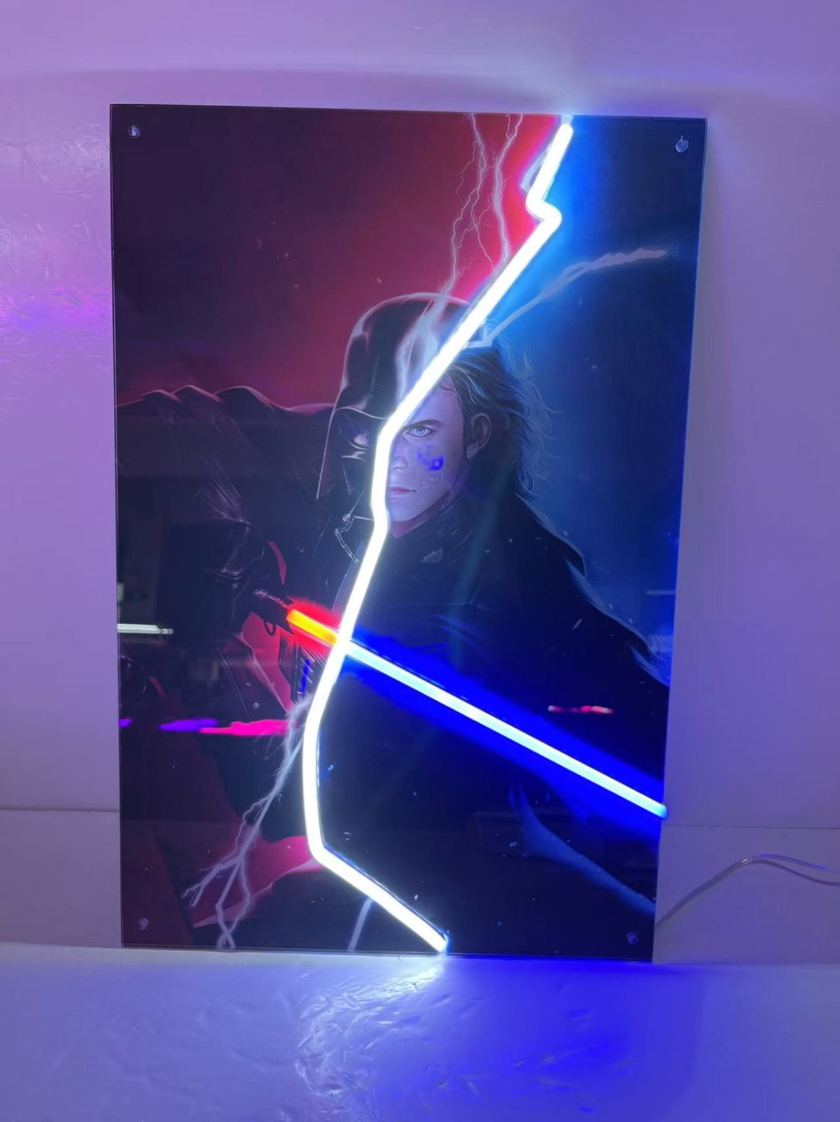 Anakin/Darth Vader Wall Art (Red,Blue&White NEON Lights)