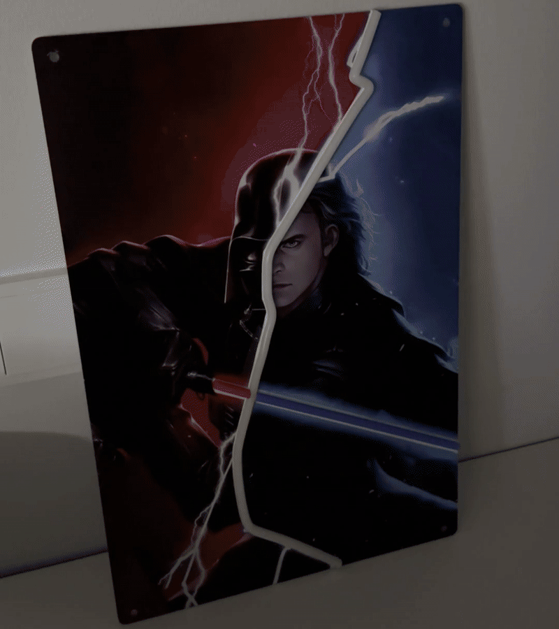 Anakin/Darth Vader Wall Art (Red,Blue&White NEON Lights)